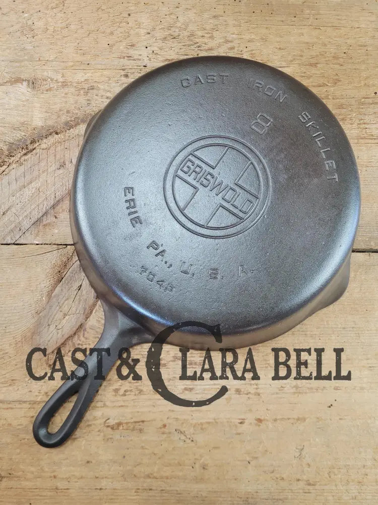 The Classic! Griswold #8 Skillet with Large Block Logo and Smooth Bottom Erie PA USA p/n 704 P Skillet