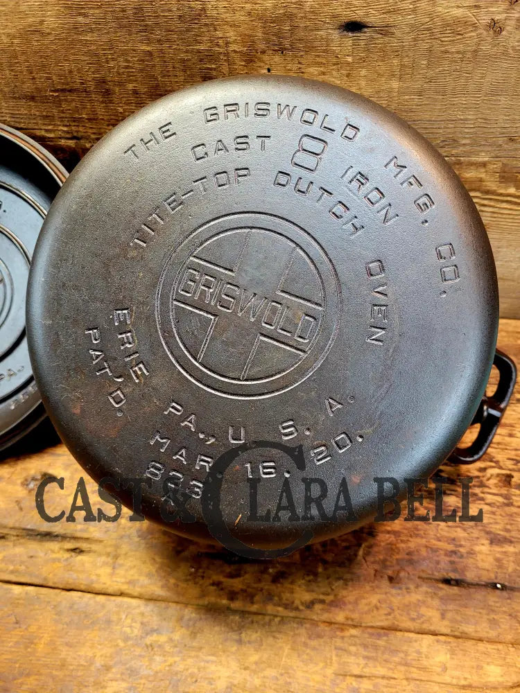 The Collectors Classic. 1920’S Griswold #8 Tite-Top Cast Iron Dutch Oven With Large Block Logo