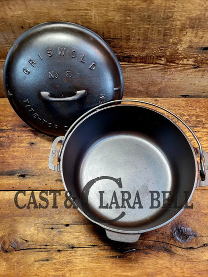 The Collectors Classic. 1920’S Griswold #8 Tite-Top Cast Iron Dutch Oven With Large Block Logo