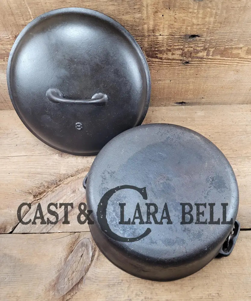 The Dutch Oven That Started It All! Elegant And Unknown ’Clara Bell’ Raised 8 Oven. This One