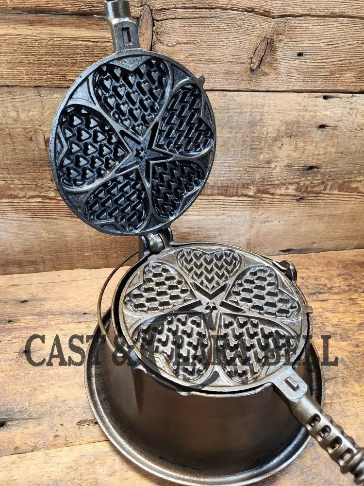 The Premier Waffle Iron! Griswold No. 18 ’Heart & Star’ Waffle Iron With Bailed Tall Base!