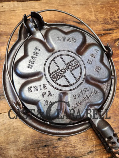 The Premier Waffle Iron! Rare Griswold No. 18 ’Heart And Star’ Waffle Iron. Makes The Best