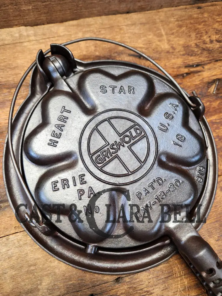 The Premier Waffle Iron! Rare Griswold No. 18 ’Heart And Star’ Waffle Iron. Makes The Best