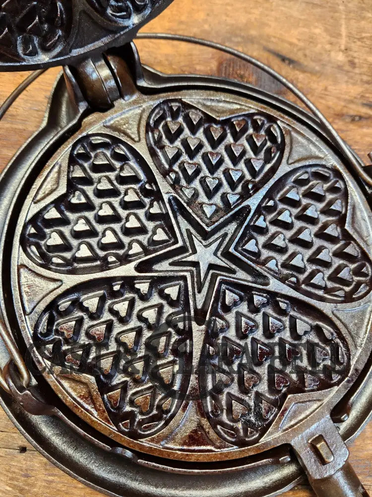 The Premier Waffle Iron! Rare Griswold No. 18 ’Heart And Star’ Waffle Iron. Makes The Best