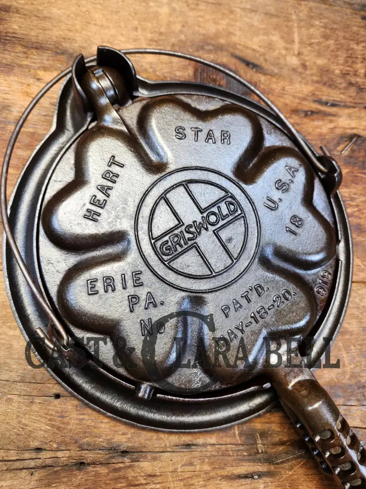 The Premier Waffle Iron! Rare Griswold No. 18 ’Heart And Star’ Waffle Iron. Makes The Best