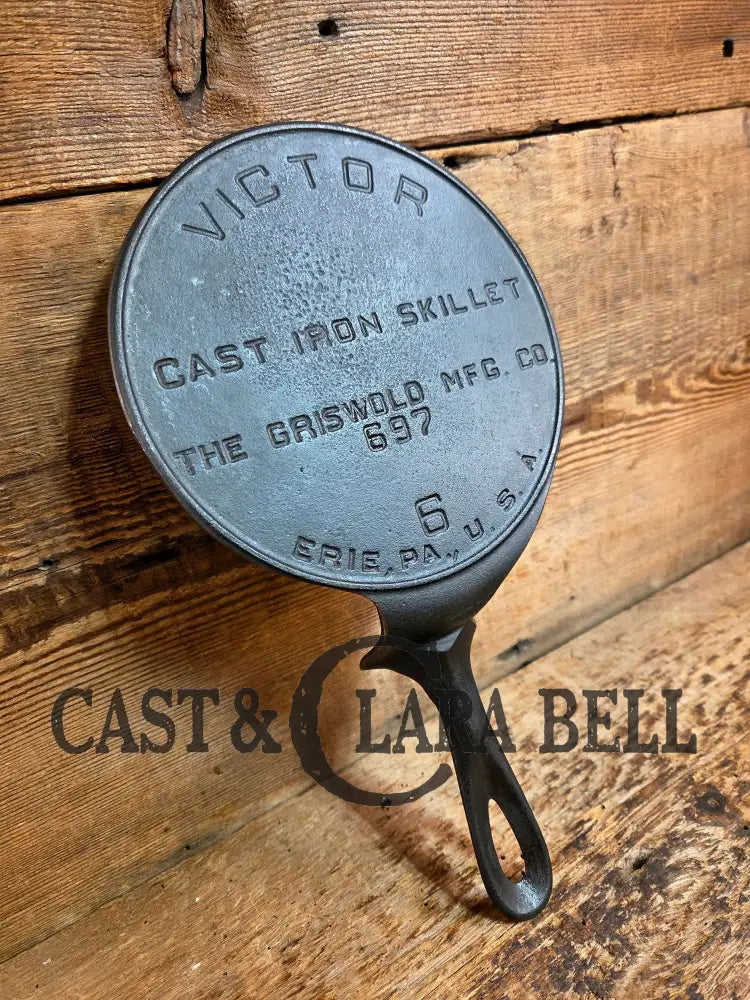 This is one of the COOLEST we’ve made. Very Hard to Find #6 Griswold Victor skillet now up-cycled as a super unique