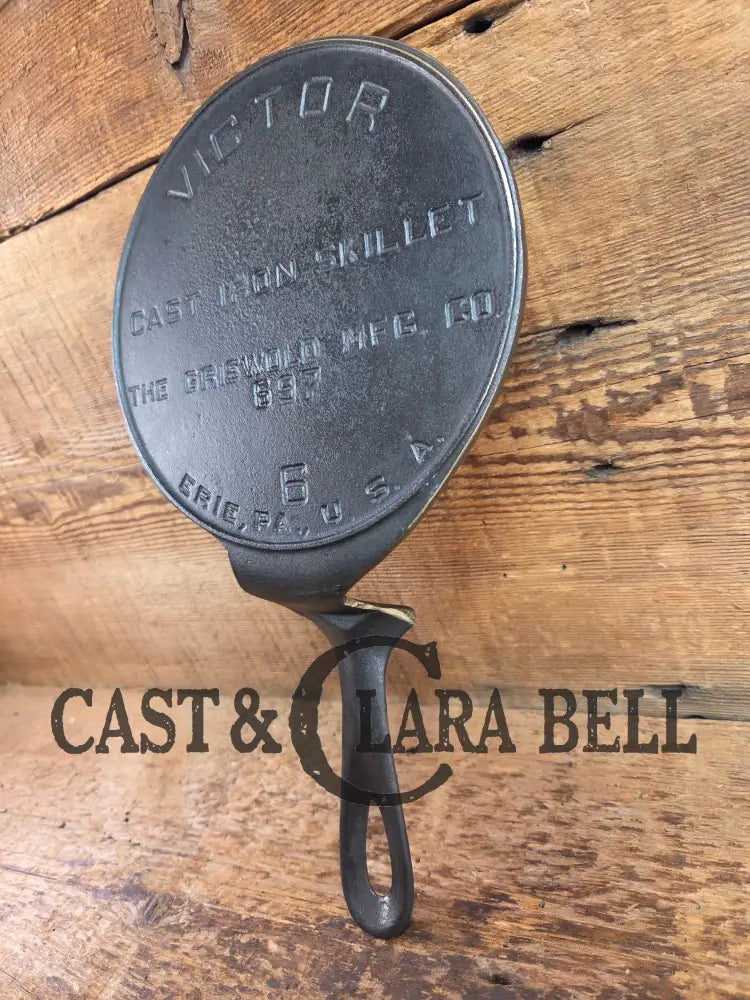 This is one of the COOLEST we’ve made. Very Hard to Find #6 Griswold Victor skillet now up-cycled as a super unique
