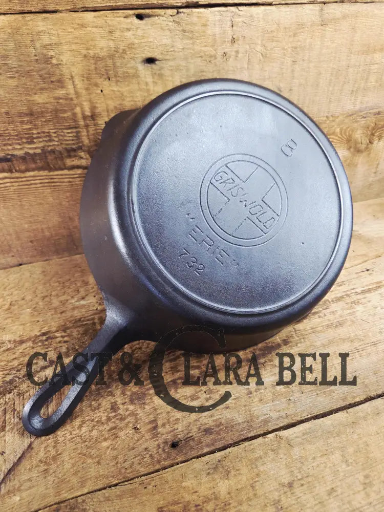 Tough one to find! 1910’s Early Griswold No. 8 Cast Iron (#732) ’Deep Skillet’ with Large Slant Logo and ERIE.