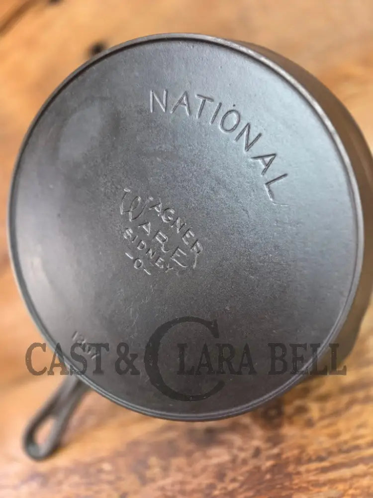 Tough to find! 1920’s era Wagner made National / Wagner Ware dual logo #7 (1357) Center logo cast iron skillet with
