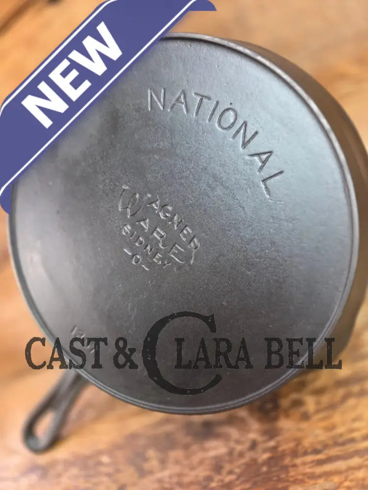 Tough to find! 1920’s era Wagner made National / Wagner Ware dual logo #7 (1357) Center logo cast iron skillet with