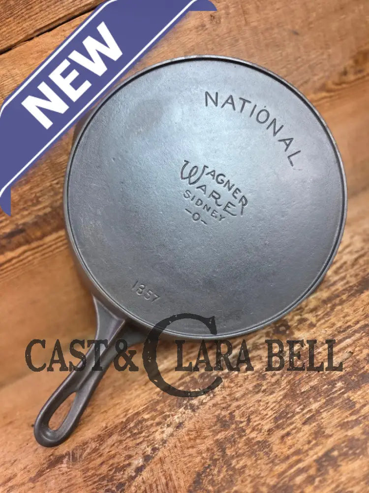 Tough to find! 1920’s era Wagner made National / Wagner Ware dual logo #7 (1357) Center logo cast iron skillet with
