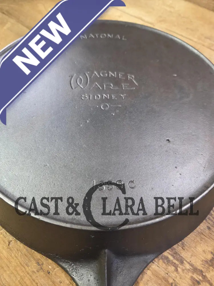 Tough to find! 1920’s era Wagner made National / Wagner Ware dual logo #9 (1359) Center logo cast iron skillet with