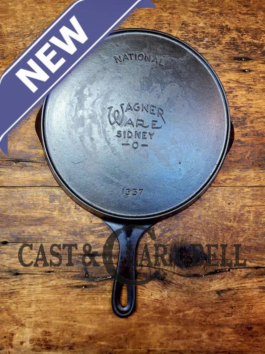 Tough To Find! 1924 Wagner Made National / Wagnerware Dual Logo #7 Center Cast Iron Skillet With