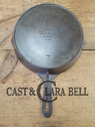 Tough to find! 1924 Wagner made National / WagnerWare dual logo #7A Center logo cast iron skillet with Heat Ring P/N 7A