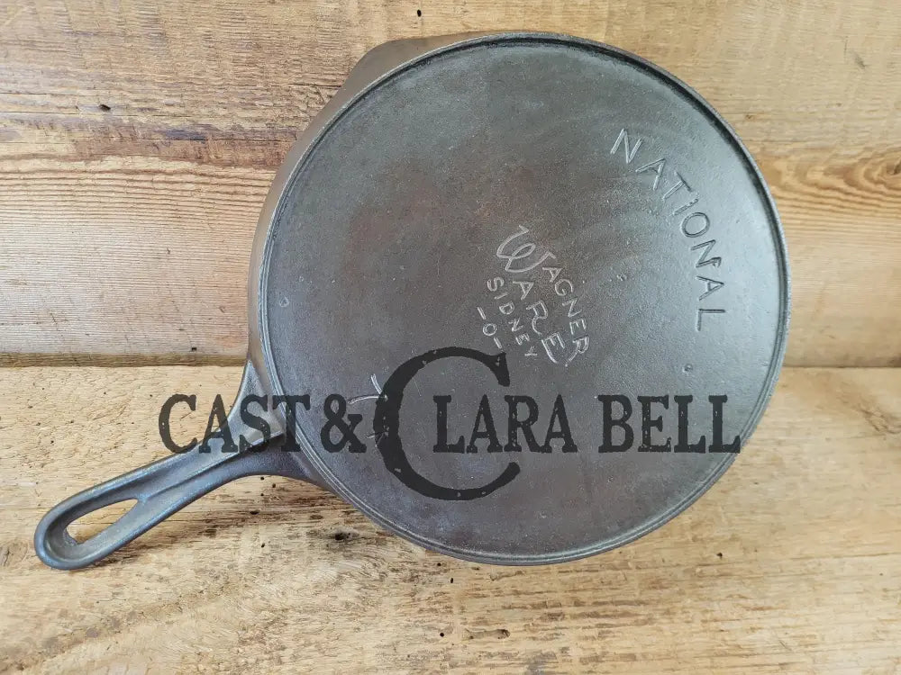Tough to find! 1924 Wagner made National / WagnerWare dual logo #7A Center logo cast iron skillet with Heat Ring P/N 7A