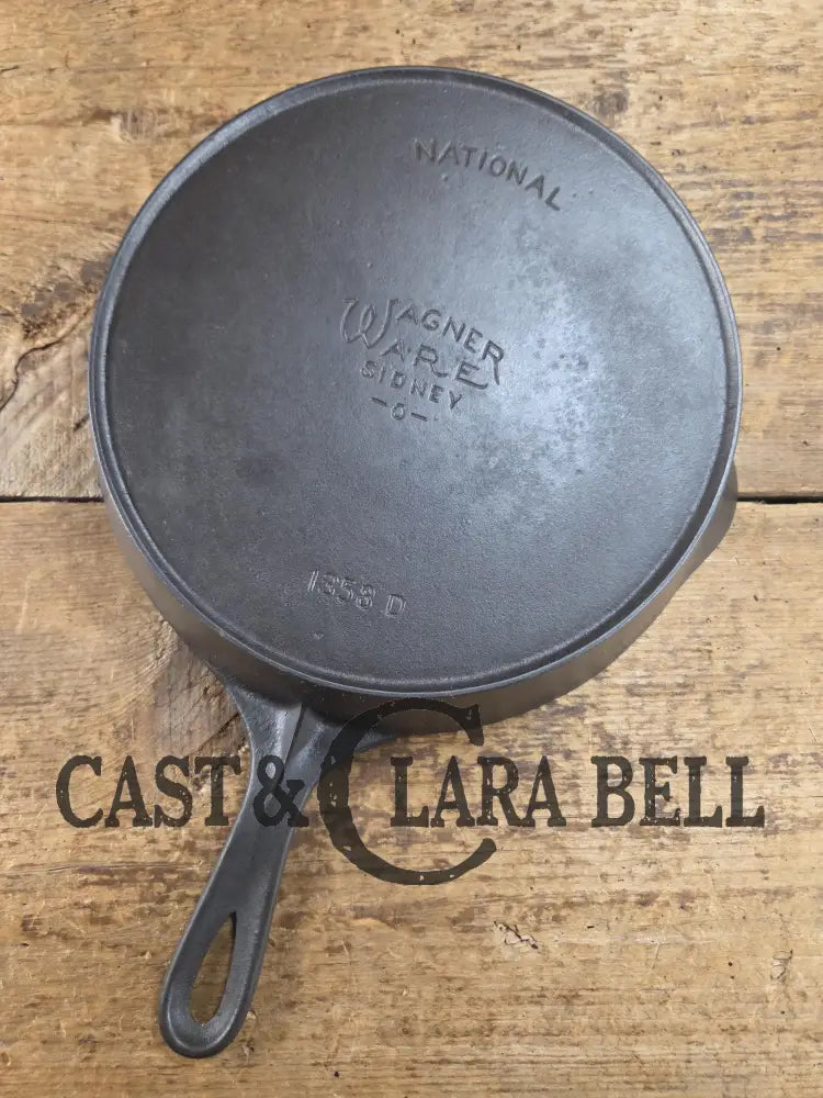 Tough to find! 1924 Wagner made National / Wagner Ware dual logo #8 (1358) Center logo cast iron skillet with Heat Ring