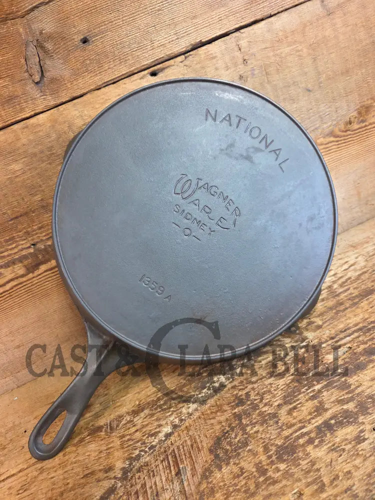 Tough to find! 1924 Wagner made National / Wagner Ware dual logo #8 (1358) Center logo cast iron skillet with Heat Ring