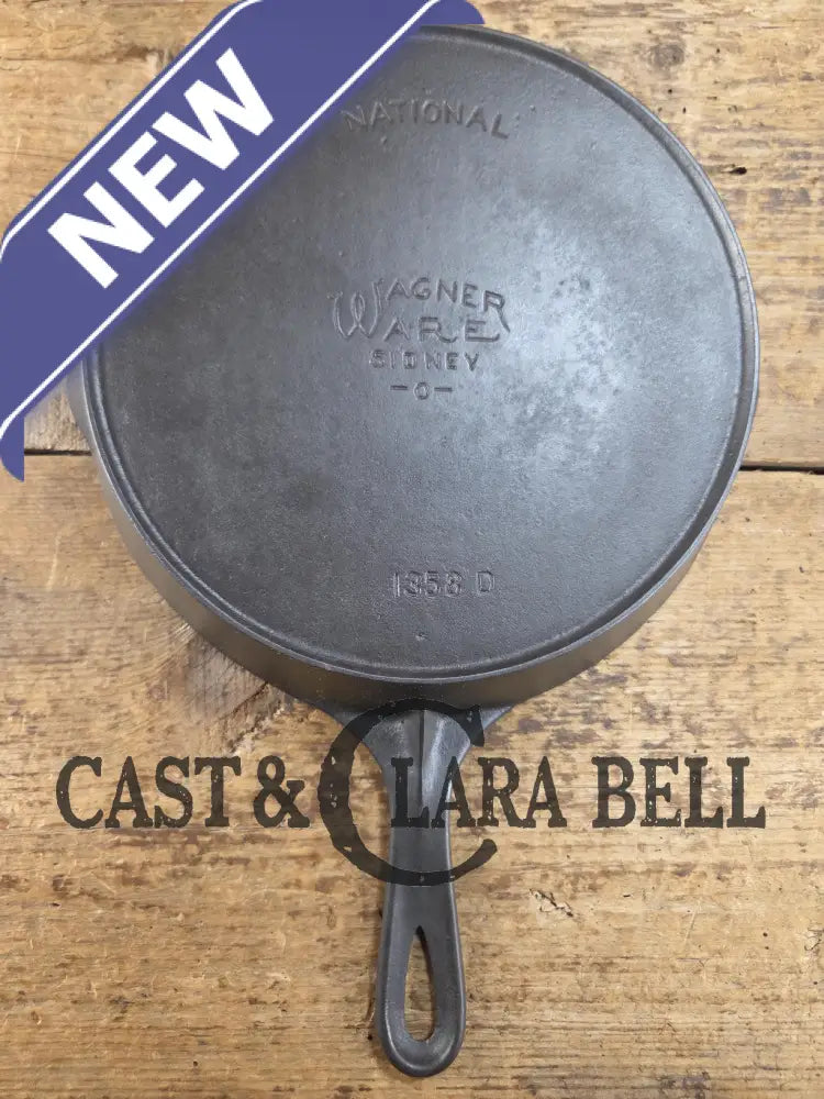 Tough to find! 1924 Wagner made National / Wagner Ware dual logo #8 (1358) Center logo cast iron skillet with Heat Ring