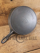 Tough to find! 1920’s era Wagner made National / Wagner Ware dual logo #7 (1357) Center logo cast iron skillet with