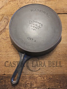 Tough to find! 1920’s era Wagner made National / Wagner Ware dual logo #7 (1357) Center logo cast iron skillet with