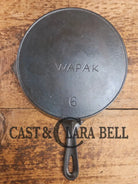Tougher to find! Gorgeous early 1900’s Wapak #6 Block Logo Cast Iron Skillet with Heat Ring. Fully restored and ready