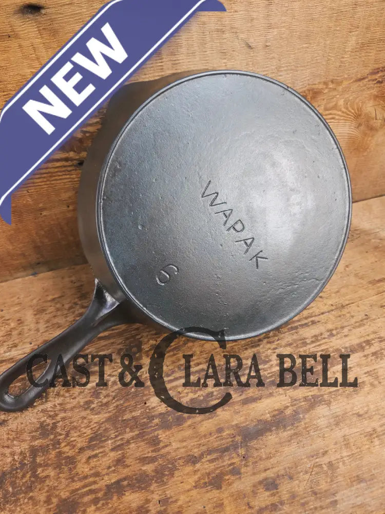 Tougher to find! Gorgeous early 1900’s Wapak #6 Block Logo Cast Iron Skillet with Heat Ring. Fully restored and ready