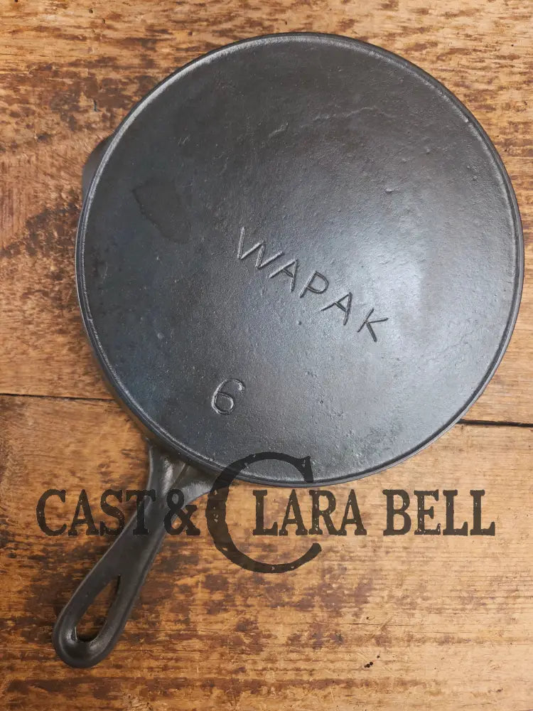 Tougher to find! Gorgeous early 1900’s Wapak #6 Block Logo Cast Iron Skillet with Heat Ring. Fully restored and ready