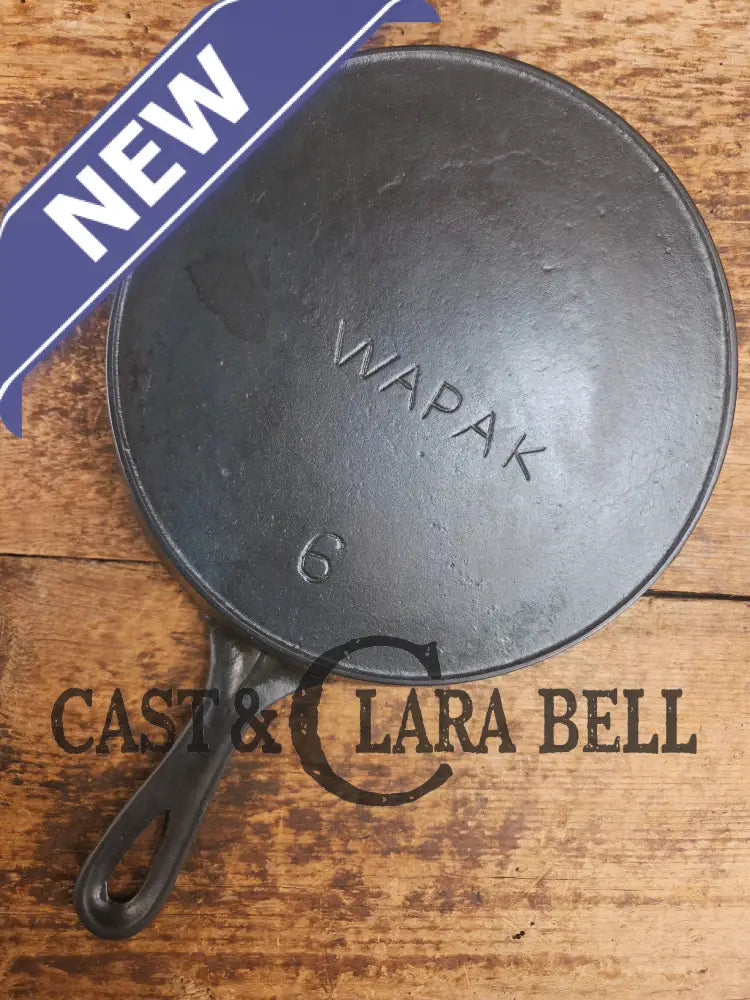 Tougher to find! Gorgeous early 1900’s Wapak #6 Block Logo Cast Iron Skillet with Heat Ring. Fully restored and ready