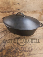 Turtle Top Style Wagner #5 Oval Roaster with Sawtooth drip lid and Stylized logo bottom Dutch Ovens Trivets & Kettles