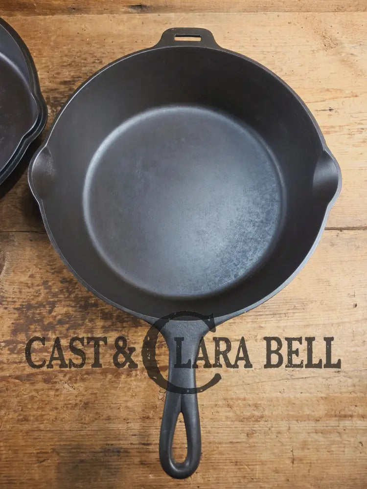 TWO Skillets! Beautiful Griswold No. 80 Combo Cooker Large Block Logo 1102 & 1103. Amazing for bread frying chicken and