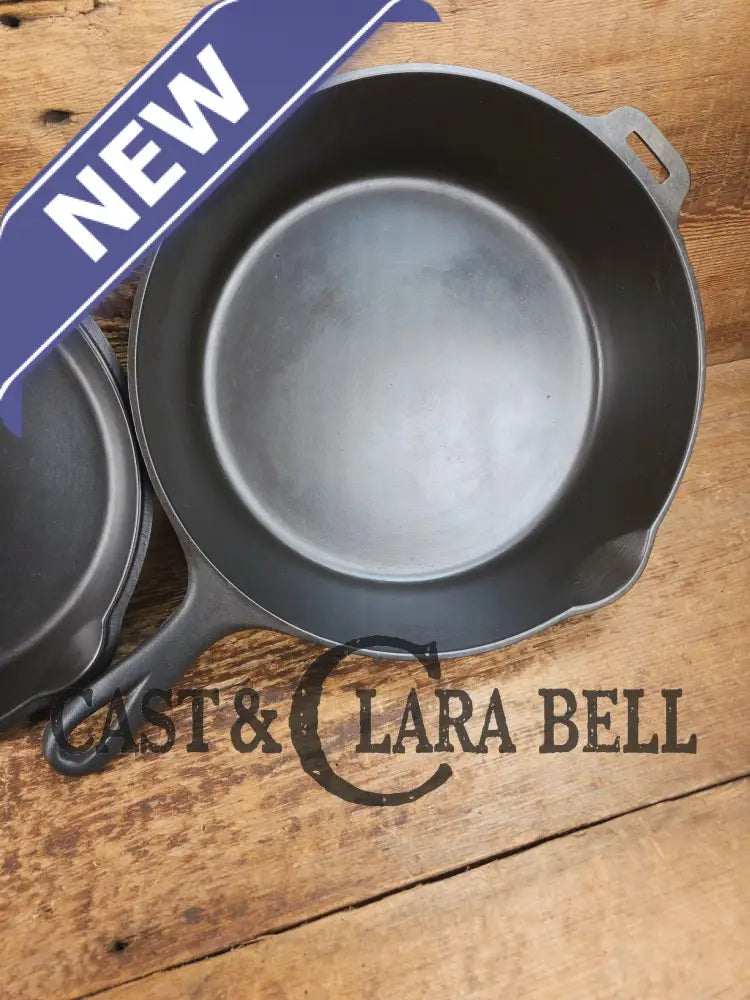 TWO Skillets! Beautiful Griswold No. 80 Combo Cooker Large Block Logo 1102 & 1103. Amazing for bread frying chicken and