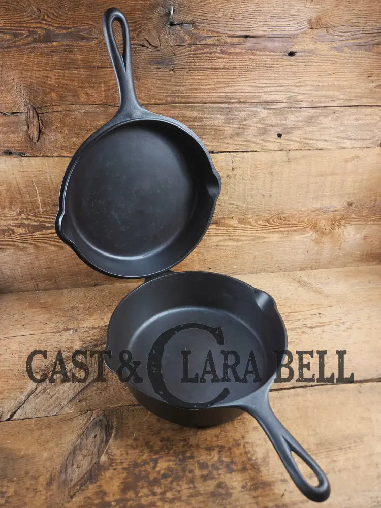 TWO Skillets! Beautiful Griswold No. 80 Combo Cooker Large Block Logo 1102 & 1103. Amazing for bread frying chicken and