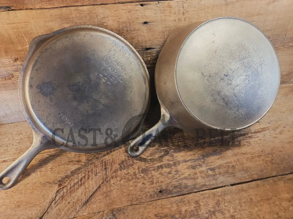 TWO skillets in one! 1920’s Era Wagner Combo Cooker 1401/1401. Nickel Outside Black Iron Inside - Skillet