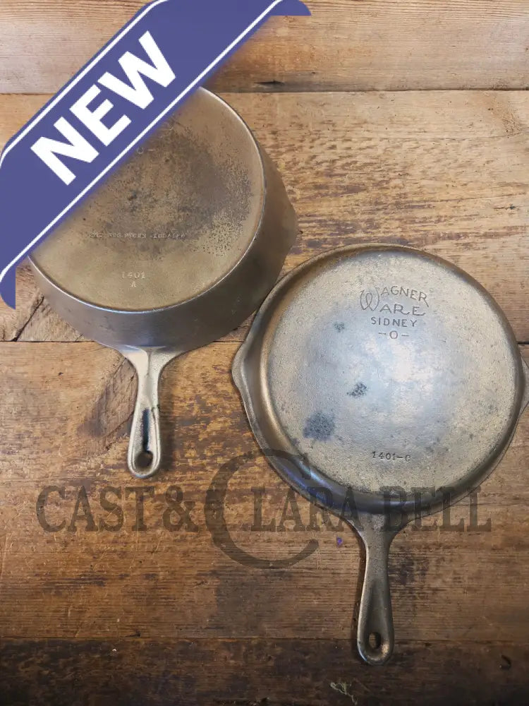 TWO skillets in one! 1920’s Era Wagner Combo Cooker 1401/1401. Nickel Outside Black Iron Inside - Skillet