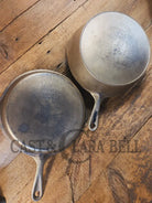 TWO skillets in one! 1920’s Era Wagner Combo Cooker 1401/1401. Nickel Outside Black Iron Inside - Skillet