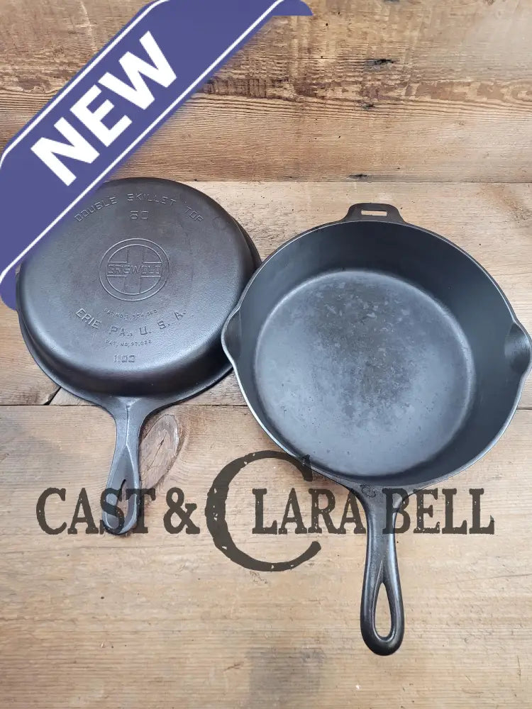 Two Skillets In One! 1930’S Griswold #80 Cast Iron Double Skillet (1102 And 1103 Skillets)