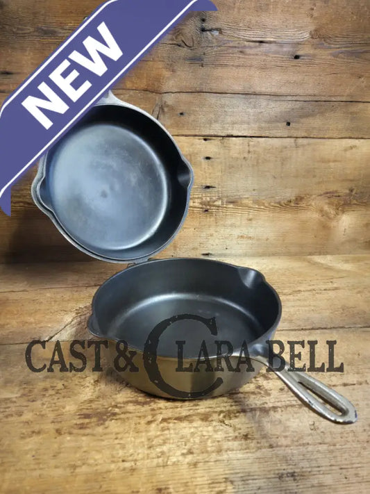 Two Skillets in one! 1930’s WagnerWare 1402 Cast Iron Double Skillet (1402 bottom and Bullseye Top) Skillet