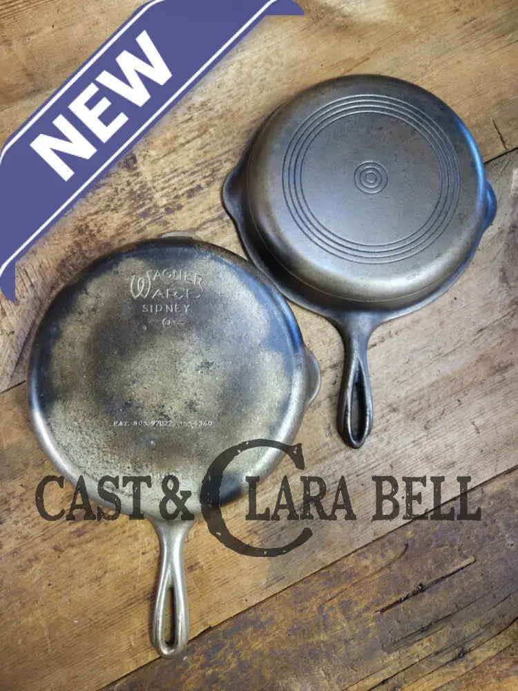 Two Skillets in one! 1930’s WagnerWare 1402 Cast Iron Double Skillet (1402 bottom and Bullseye Top) Skillet