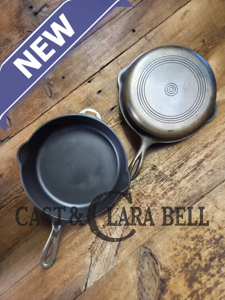 Two Skillets in one! 1930’s WagnerWare 1402 Cast Iron Double Skillet (1402 bottom and Bullseye Top) Skillet