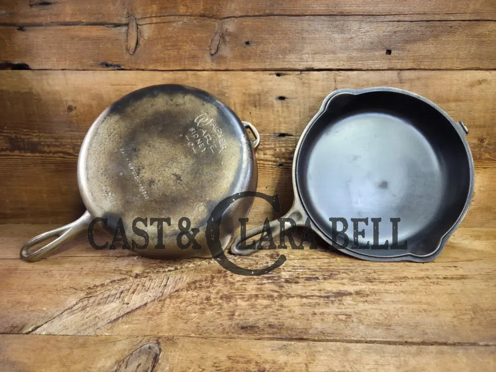 Two Skillets in one! 1930’s WagnerWare 1402 Cast Iron Double Skillet (1402 bottom and Bullseye Top) Skillet