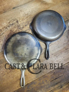 Two Skillets in one! 1930’s WagnerWare 1402 Cast Iron Double Skillet (1402 bottom and Bullseye Top) Skillet