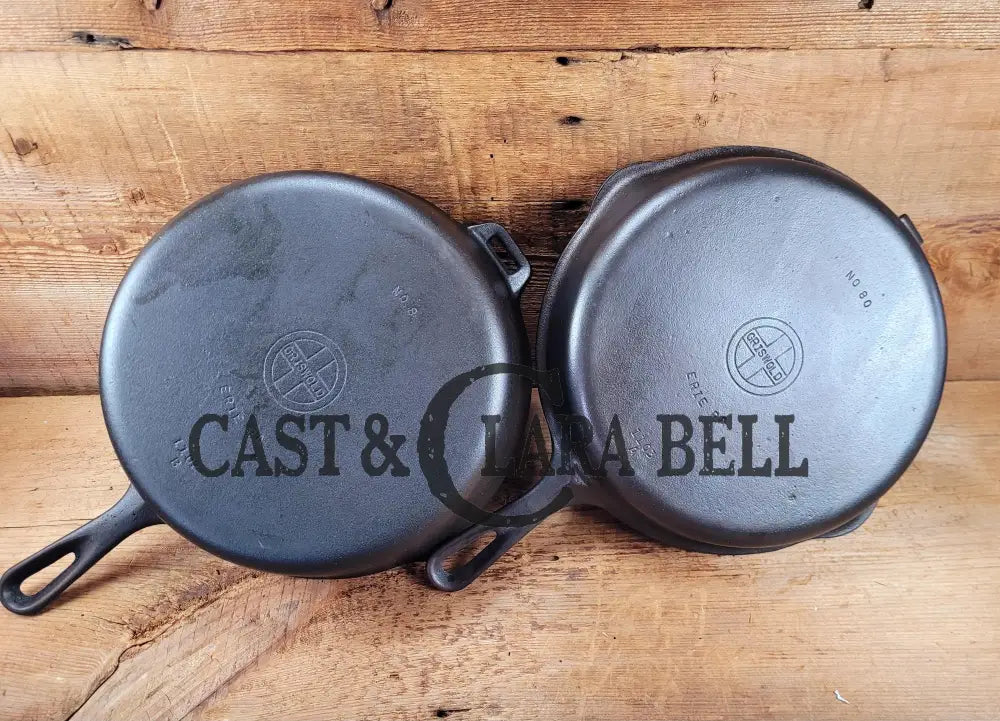 Two Skillets In One! Beautiful Griswold No. 80 Combo Cooker With Small Block Logo 1102 & 1103