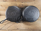 TWO Skillets! Near Perfect top micro-pitting on bottom. 1920’s Griswold No. 80 Combo Cooker Large Block 1102 & 1103