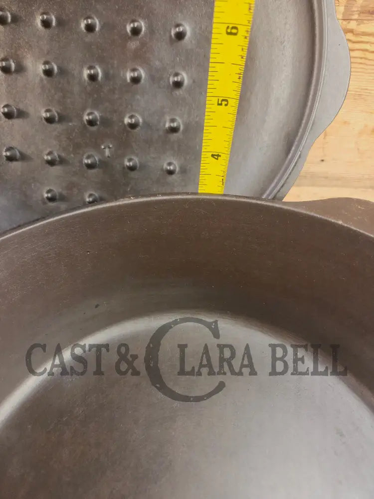 Unique! 1910’s Era Lodge #8 DEEP Cast Iron Skillet (Chicken Fryer) with Single Notch Heat Ring. Raised makers marks and