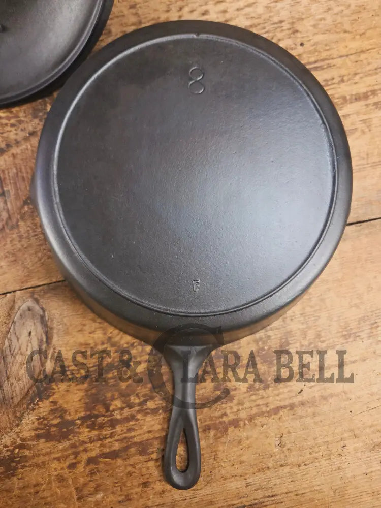 Unique! 1910’s Era Lodge #8 DEEP Cast Iron Skillet (Chicken Fryer) with Single Notch Heat Ring. Raised makers marks and
