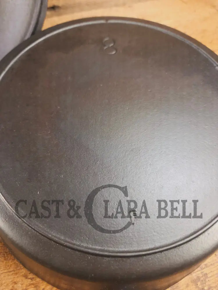 Unique! 1910’s Era Lodge #8 DEEP Cast Iron Skillet (Chicken Fryer) with Single Notch Heat Ring. Raised makers marks and