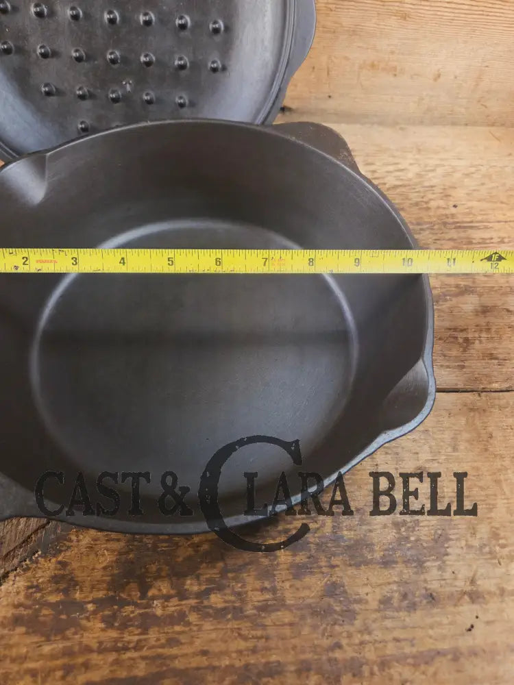 Unique! 1910’s Era Lodge #8 DEEP Cast Iron Skillet (Chicken Fryer) with Single Notch Heat Ring. Raised makers marks and