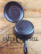 Unique! 1930’s Era Lodge #8 DEEP Cast Iron Skillet (Chicken Fryer) with 3 Notch Heat Ring. Raised Blob makers mark and