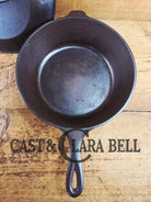 Unique! 1930’s Era Lodge #8 DEEP Cast Iron Skillet (Chicken Fryer) with 3 Notch Heat Ring. Raised Blob makers mark and