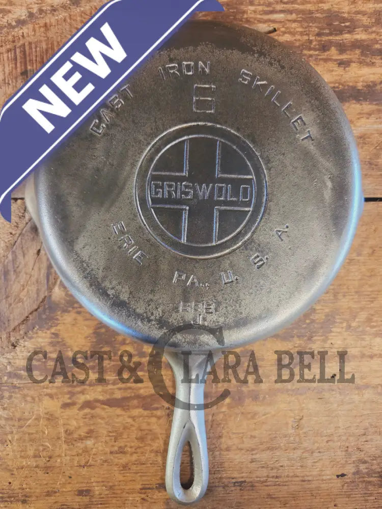 Unique! 1930’s Griswold #6 Duo-Chrome Skillet with Large Block Logo and Smooth Bottom 699 - Skillet